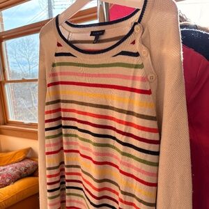 Talbots Lambswool Blend Multicolor Striped Sweater--Large